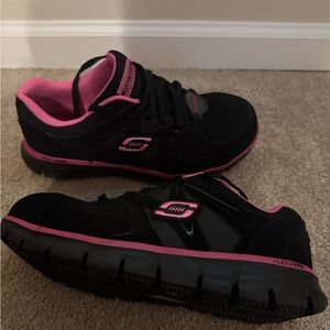 Skechers Black and Pink Women's Sneakers